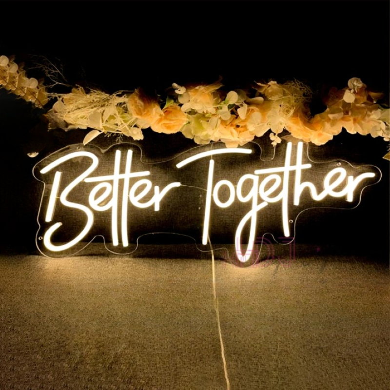 Better Together Neon Declaration  Personalized Mirror Better Together Yellow 