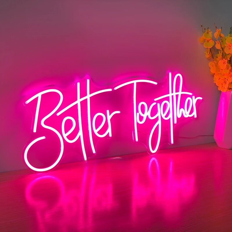 Better Together Neon Led Sign  Personalized Mirror   