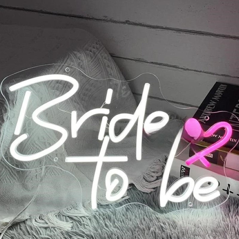 Better Together Neon Sign  Personalized Mirror Bride To Be White 