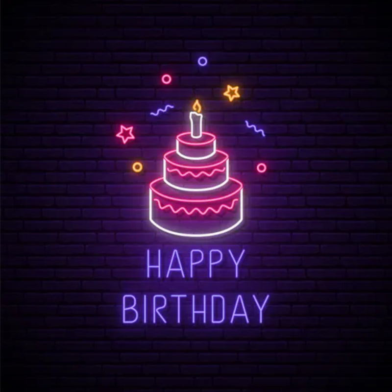 Birthday Cake Celebration Neon Sign  Personalized Mirror S  