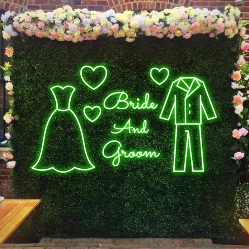 Bride And Groom Neon Sign  Personalized Mirror S  