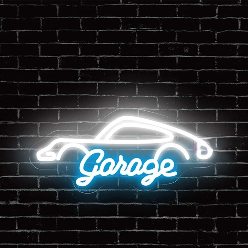 Car Garage Neon Led Sign  Personalized Mirror Blue  