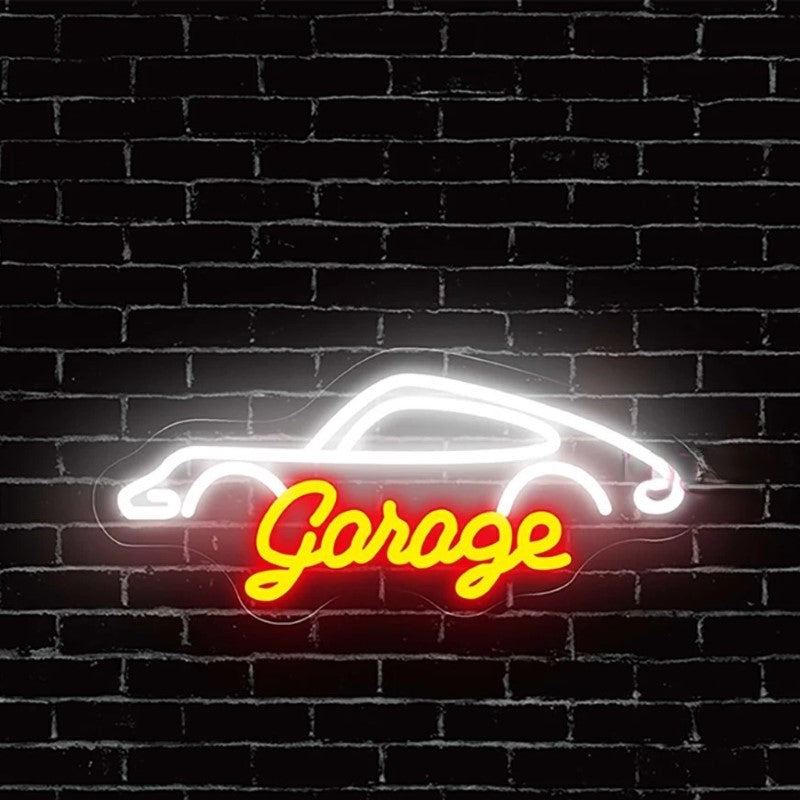 Car Garage Neon Led Sign  Personalized Mirror Orange  