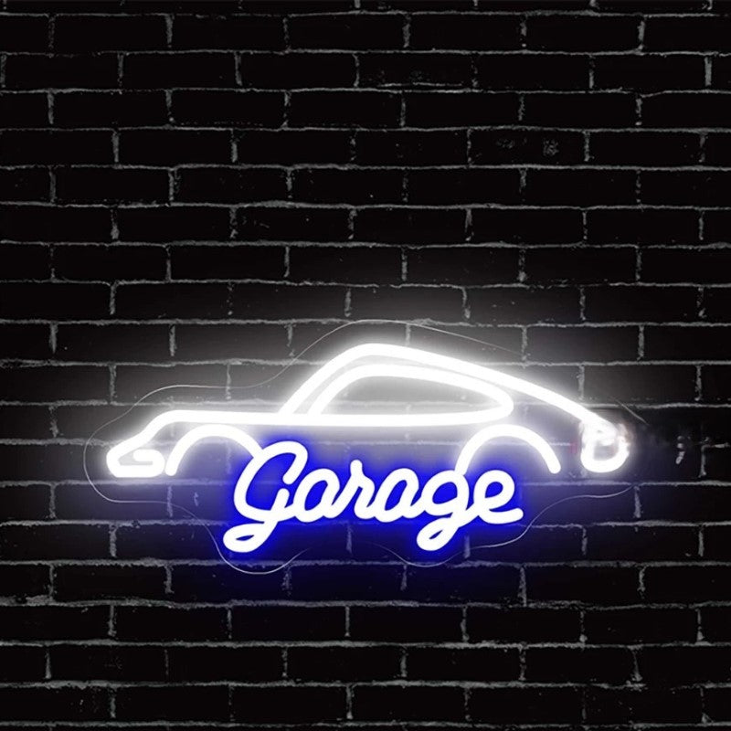 Car Garage Neon Led Sign  Personalized Mirror Dark Blue  