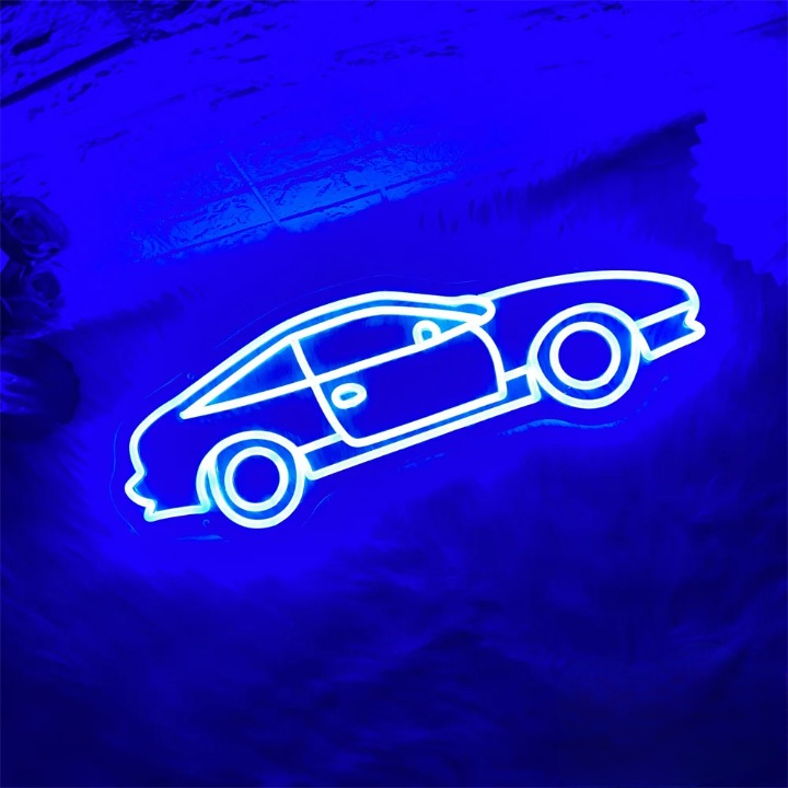 Illuminated Speed The Neon Car Sign Led  Personalized Mirror Blue 52x19 