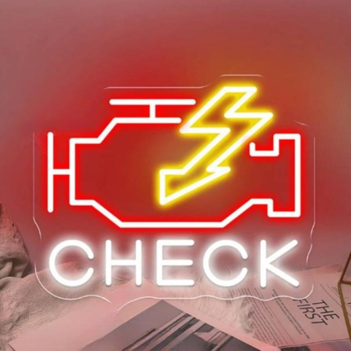 Illuminated Vigor Check Engine Neon Sign  Personalized Mirror   