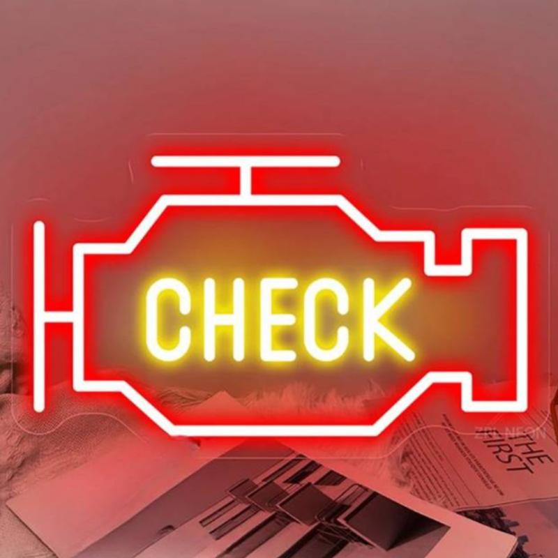 Illuminated Vigor Check Engine Neon Sign  Personalized Mirror 40x24  