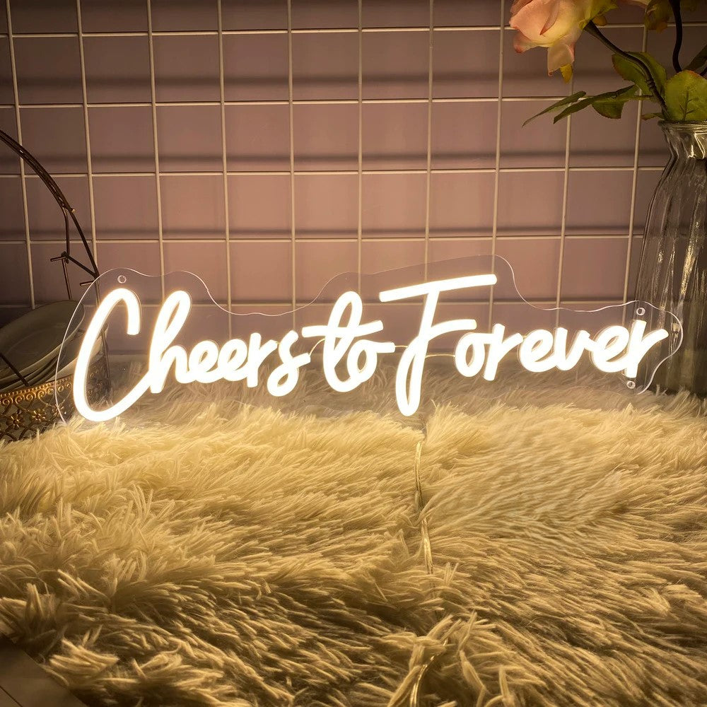 Cheers To Forever LED Neon Sign  Personalized Mirror   