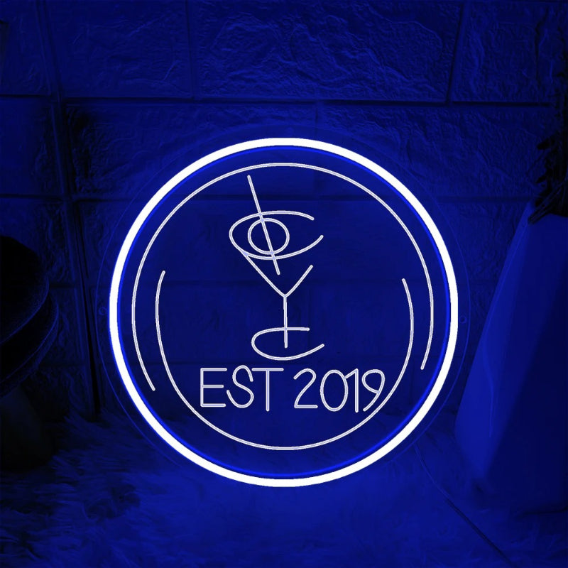 Circular Wall Decoration Neon Sign  Personalized Mirror Dark Blue 30x30 CM 