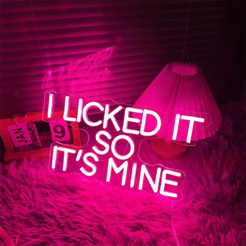 Claimed In Neon I Licked It So Its Mine  Personalized Mirror 40x21.5 Pink 