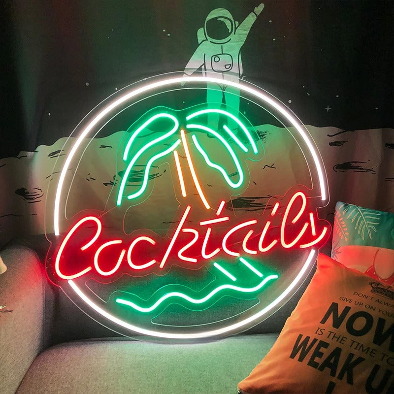 Coconut Tree Neon Led Sign  Personalized Mirror   