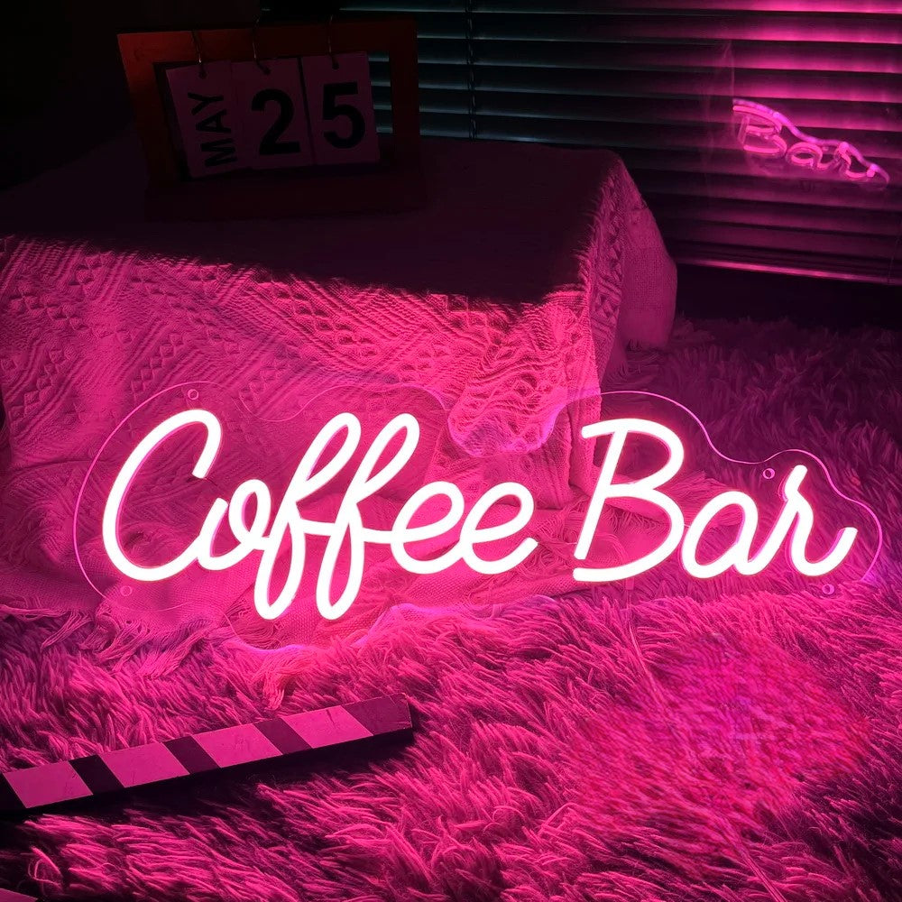 Coffee Bar Neon Sign Led Lights  Personalized Mirror   