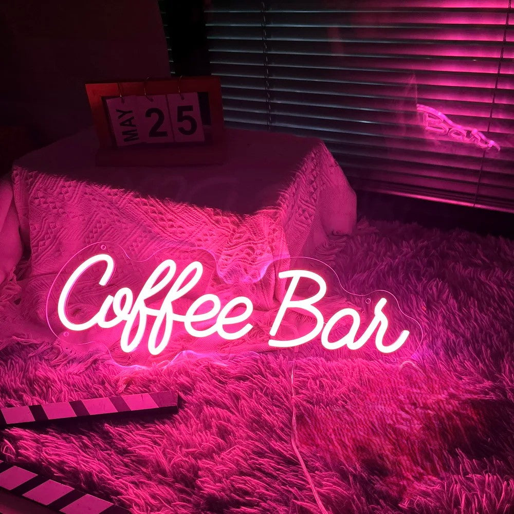 Coffee Bar Neon Sign Led Lights  Personalized Mirror   