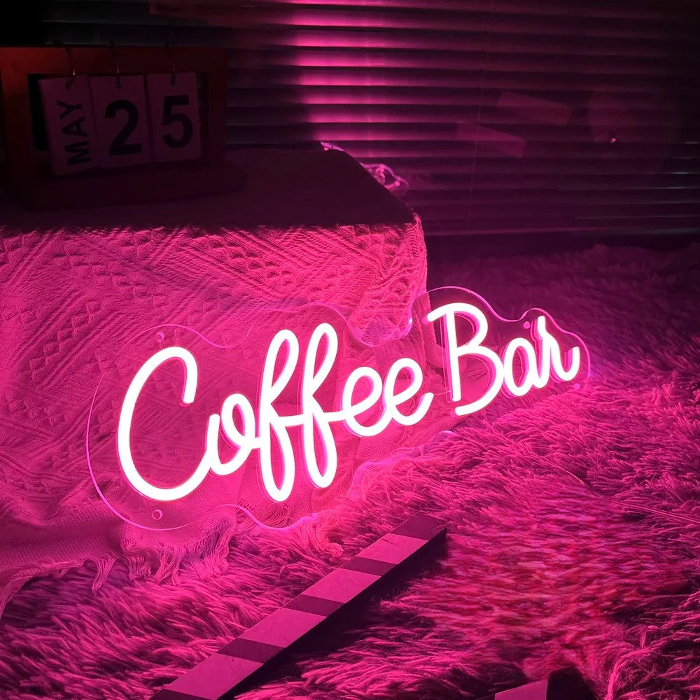 Coffee Bar Neon Sign Led Lights  Personalized Mirror   