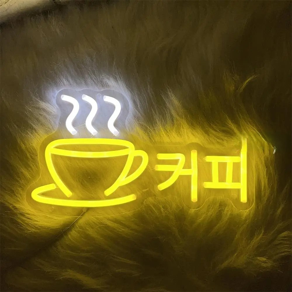 Coffee Neon Korean Neon Light Sign  Personalized Mirror   