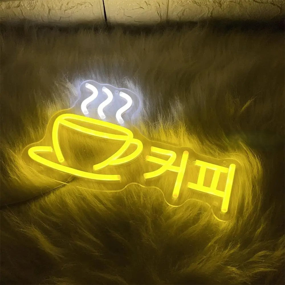 Coffee Neon Korean Neon Light Sign  Personalized Mirror   