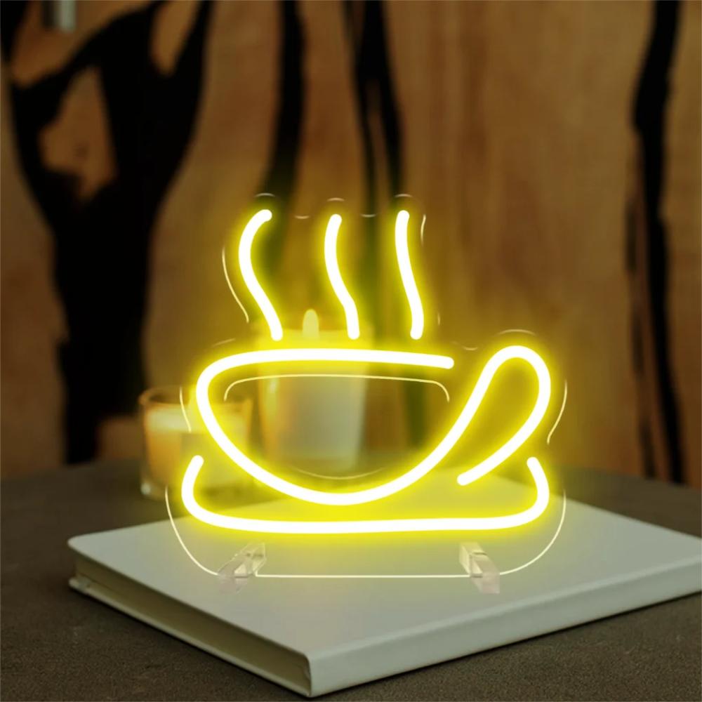 Coffee Neon Light Party Table  Personalized Mirror Yellow  