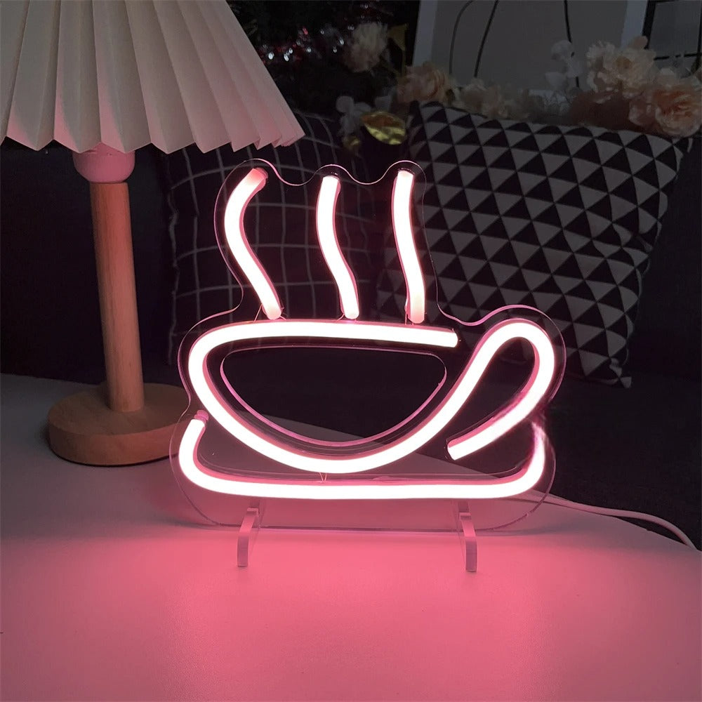 Coffee Neon Light Party Table  Personalized Mirror   