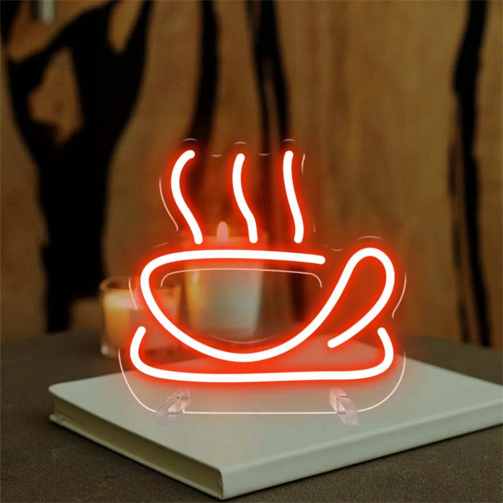 Coffee Neon Light Party Table  Personalized Mirror Red  