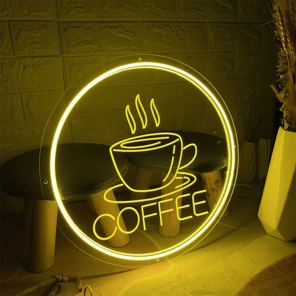 Coffee Neon Sign  Personalized Mirror   