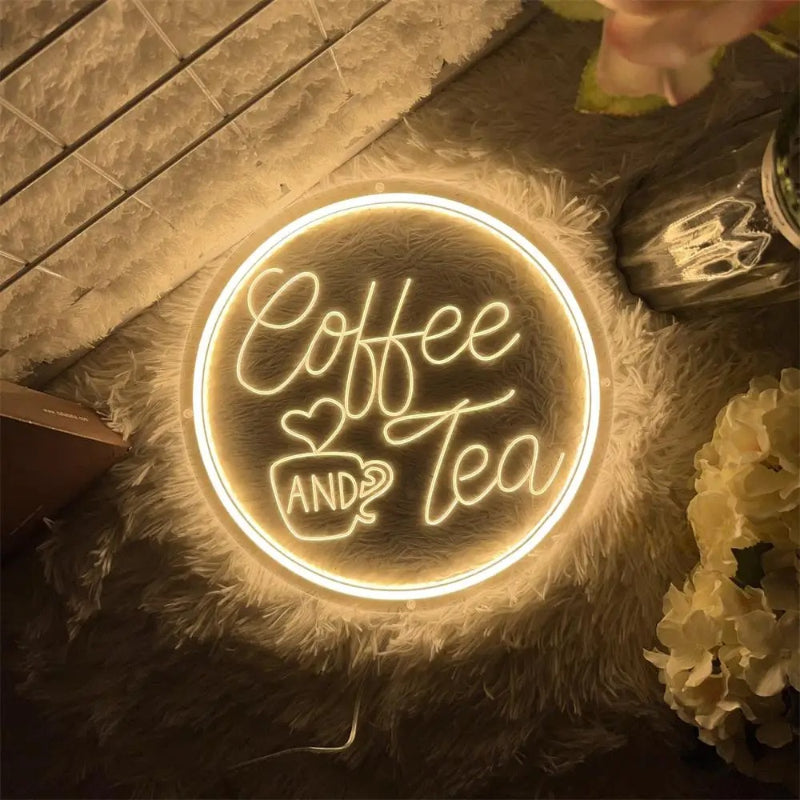 Coffee And Tea Neon Led Sign  Personalized Mirror 30x30 CM  