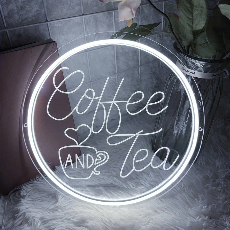 Coffee And Tea Neon Led Sign  Personalized Mirror   