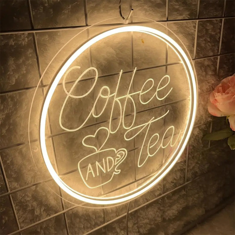 Coffee And Tea Neon Led Sign  Personalized Mirror   