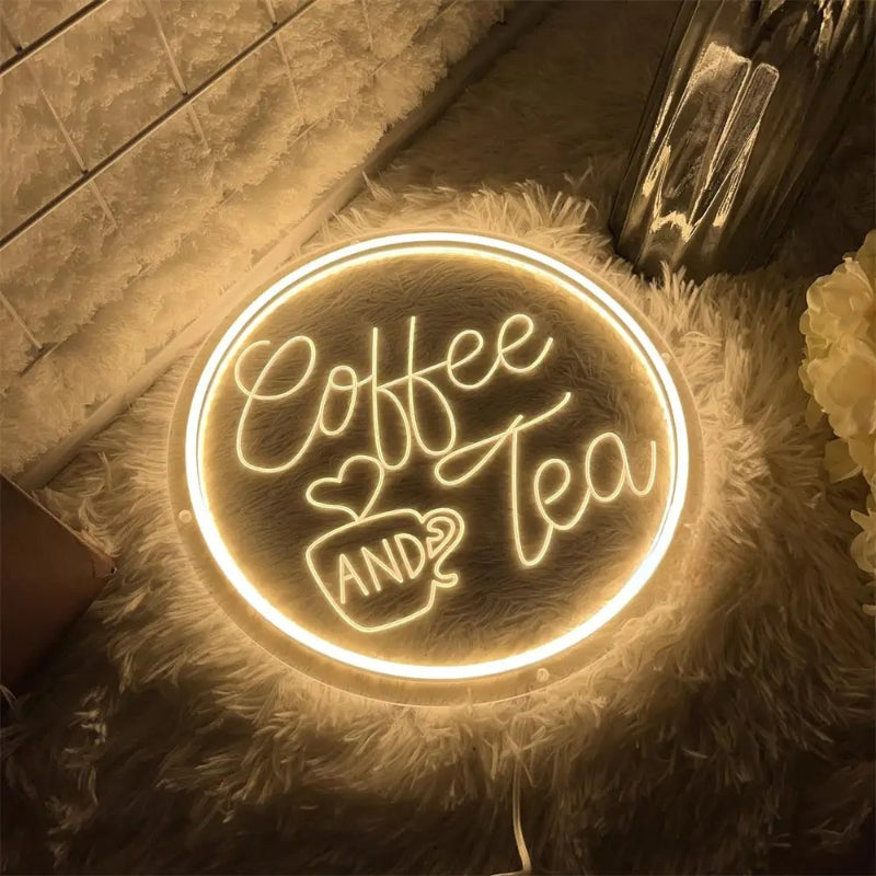 Coffee And Tea Neon Led Sign  Personalized Mirror   