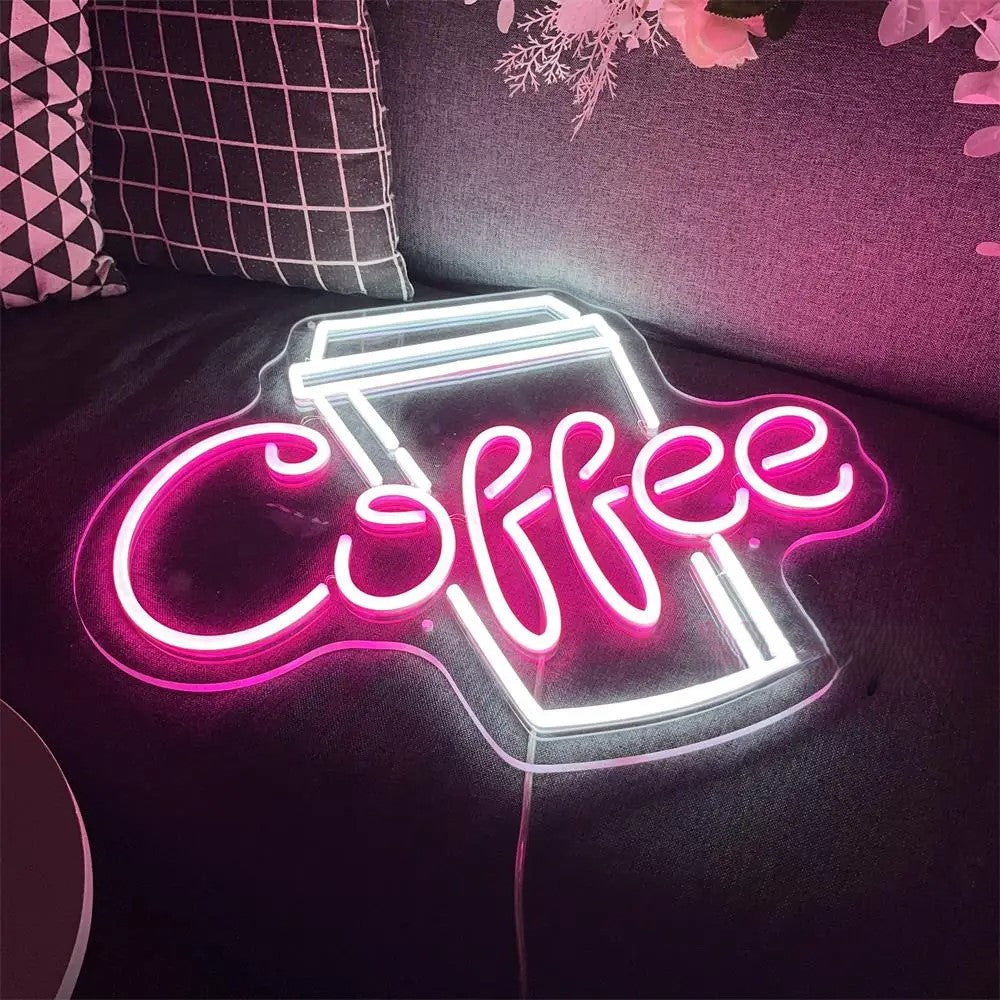 Coffee Room LED Neon Sign  Personalized Mirror   