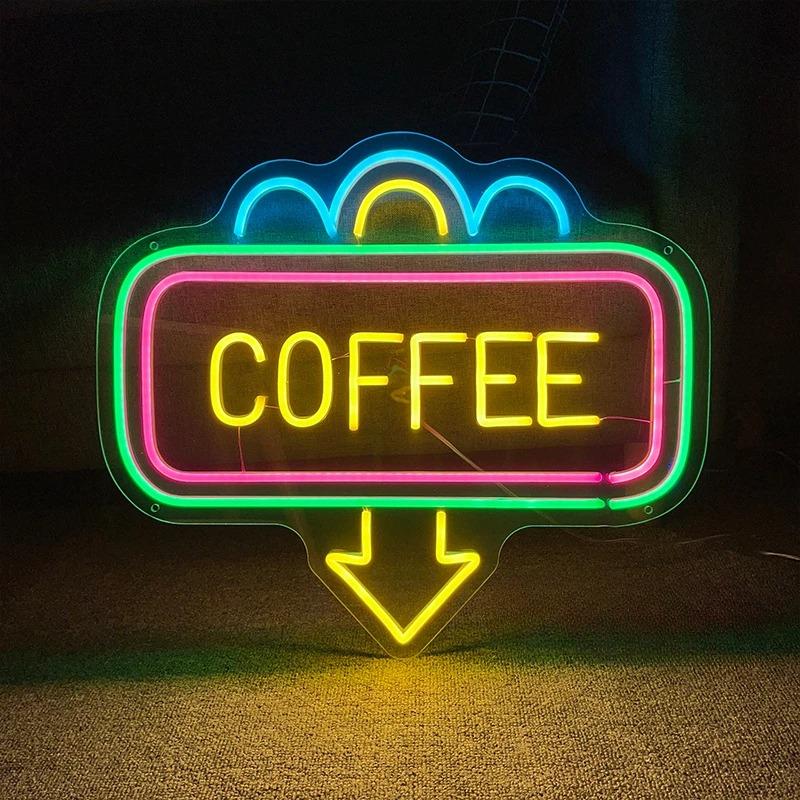 Coffee Shop Neon Sign Led  Personalized Mirror Yellow  