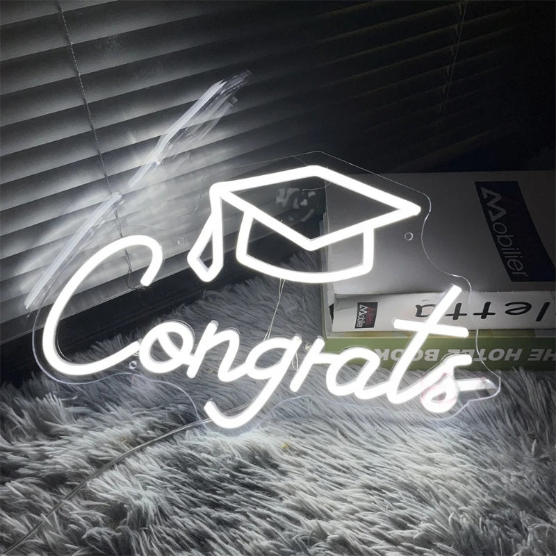 Congrats Neon Led Sign  Personalized Mirror White  