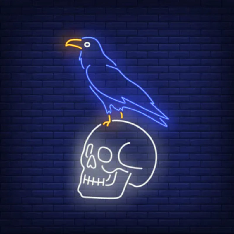 Crow Perched On Base Neon Sign  Personalized Mirror S  