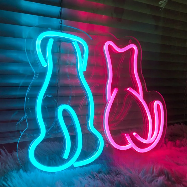 Paws and Reflect The Pet Neon Duo Led  Personalized Mirror   