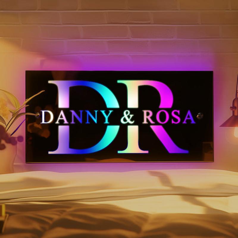 Custom Couple Name Lighted Mirror Sign  Name Mirror Without Remote 150mmX300mm 