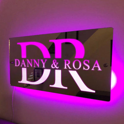 Custom Couple Name Lighted Mirror Sign  Name Mirror   