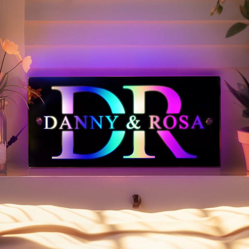 Custom Couple Name Lighted Mirror Sign  Name Mirror   