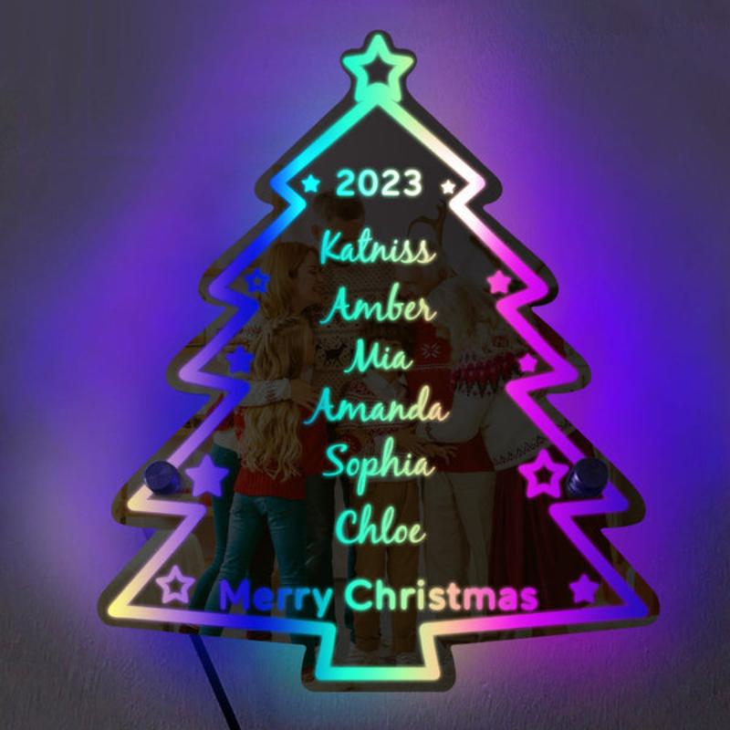 Custom Family Name Christmas Tree Light  Name Mirror   