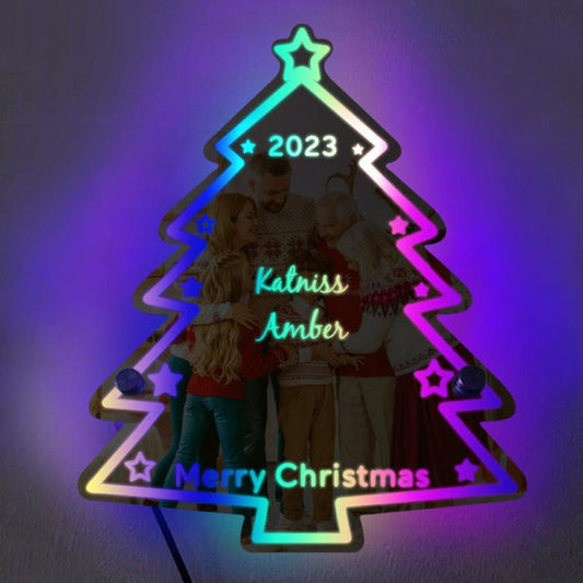 Custom Family Name Christmas Tree Light  Name Mirror   