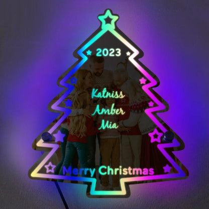 Custom Family Name Christmas Tree Light  Name Mirror   