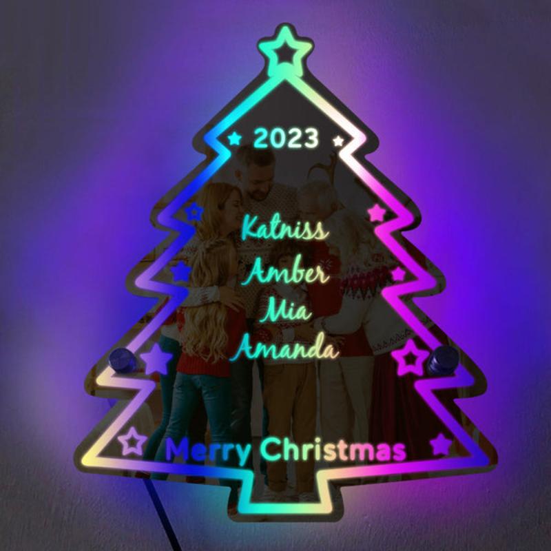 Custom Family Name Christmas Tree Light  Name Mirror   