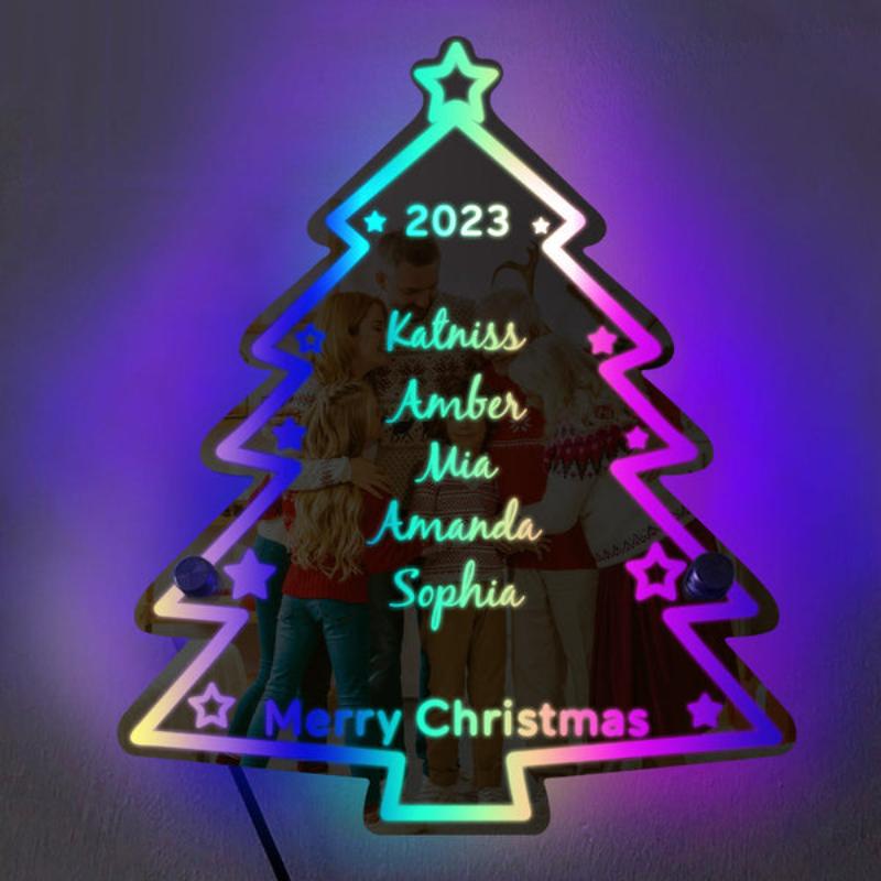 Custom Family Name Christmas Tree Light  Name Mirror   