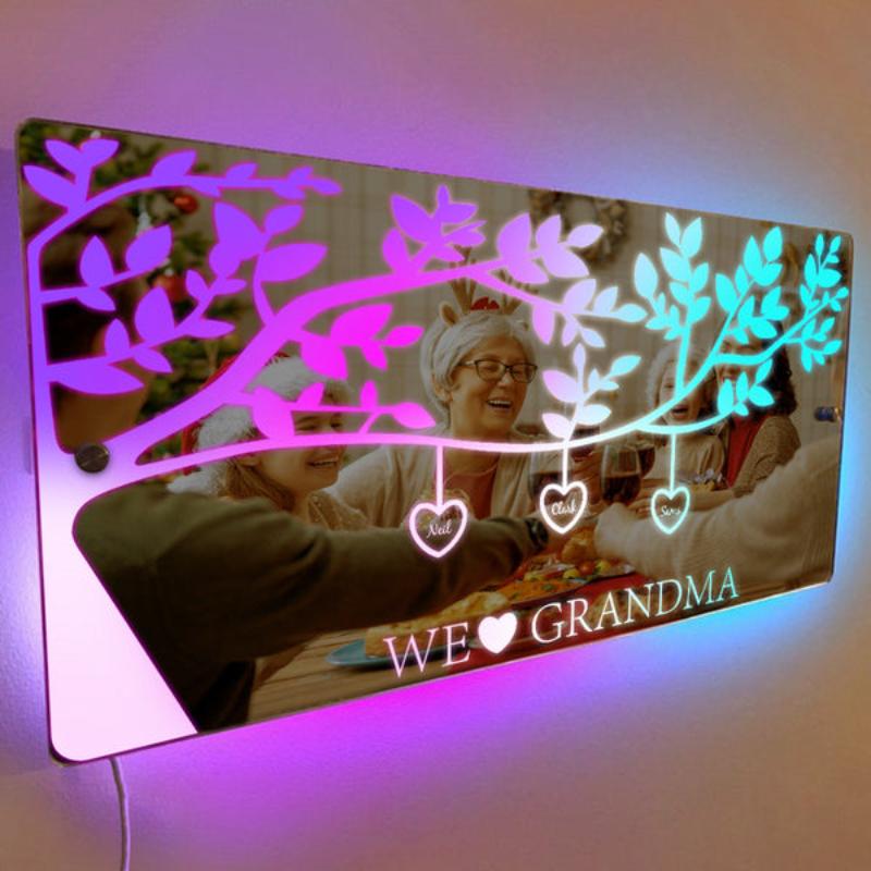 Custom Family Tree LED Mirror Light  Name Mirror Without Remote 150mmX300mm 