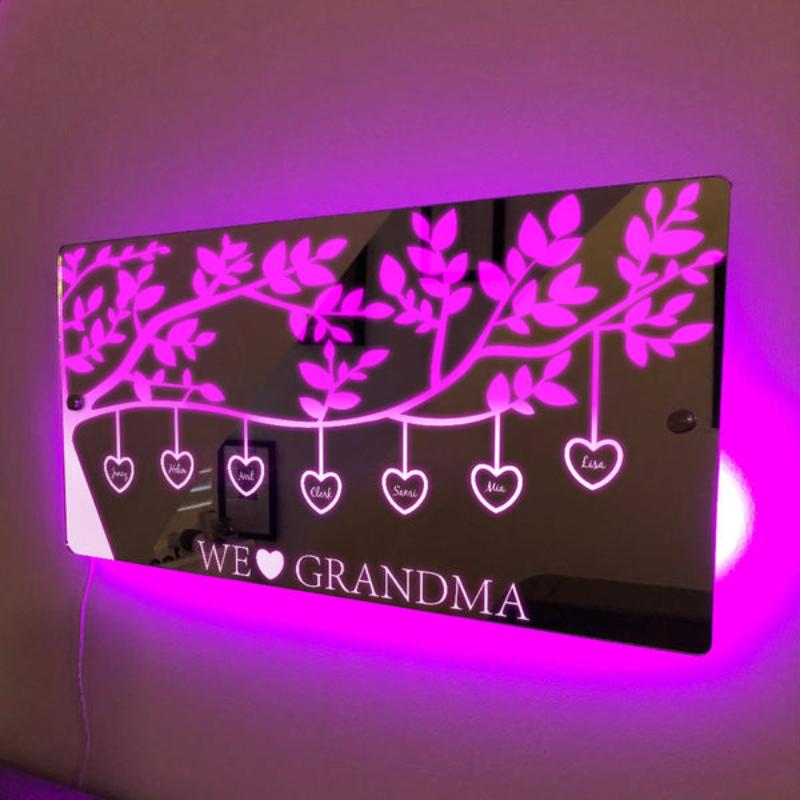 Custom Family Tree LED Mirror Light  Name Mirror   