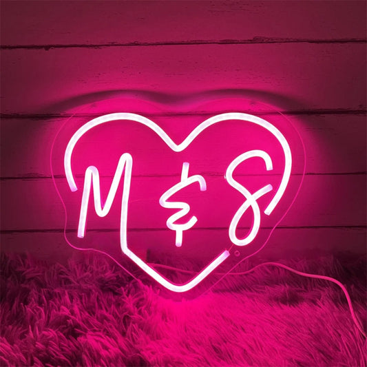 Custom Initial Neon Led Sign  Personalized Mirror 30x25 CM  