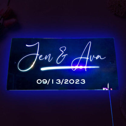 Custom LED Name Plaque Brightens Bedroom  Name Mirror   