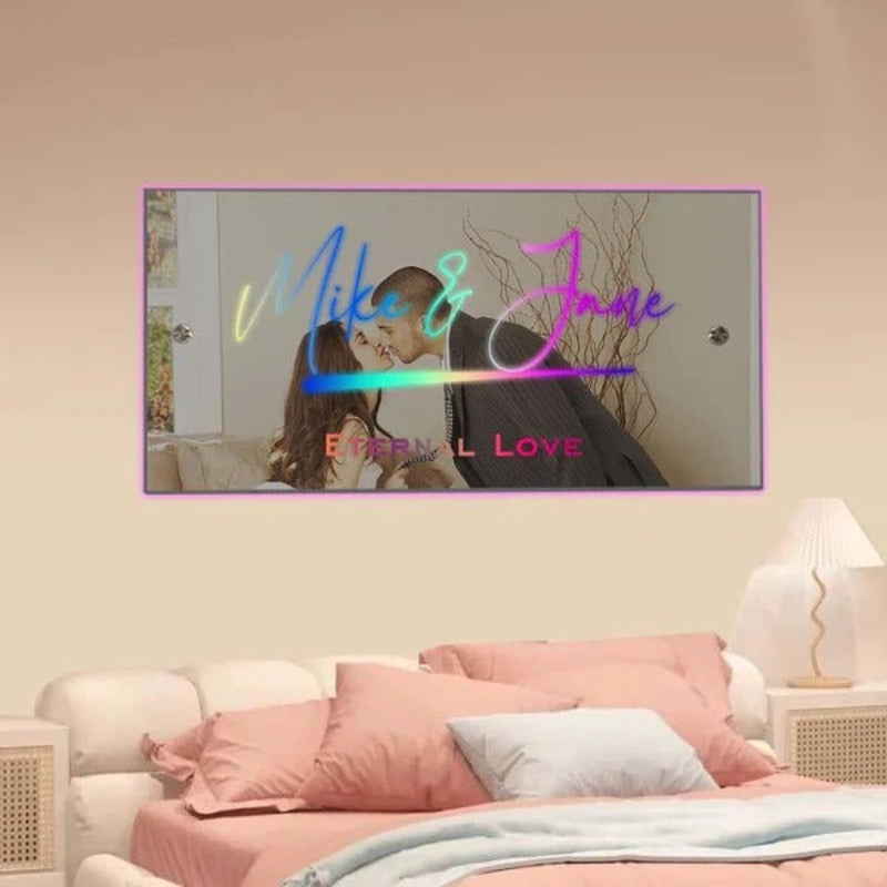 Custom LED Wall Hanging Mirror Sign  Name Mirror   