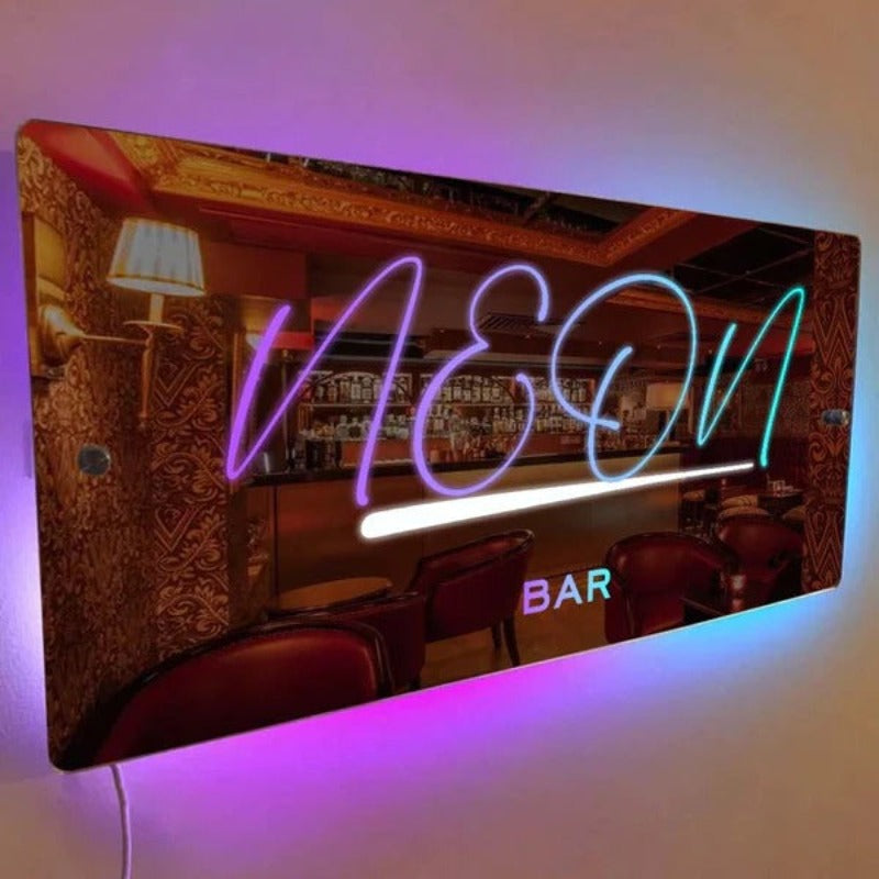 Custom LED Wall Hanging Neon Sign Light  Name Mirror   