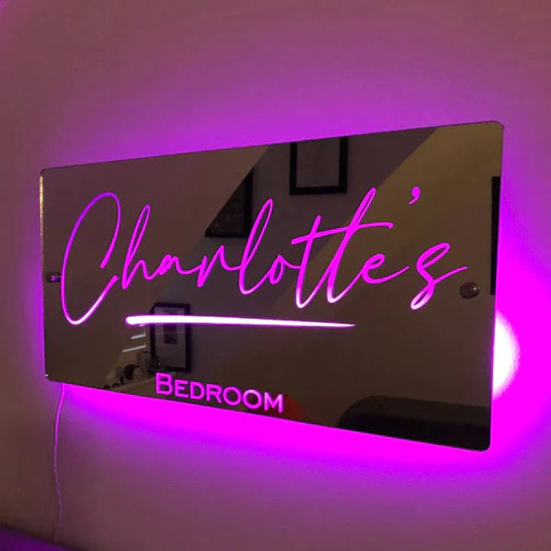 Custom Name LED Neon Sign Mirror Light  Name Mirror   