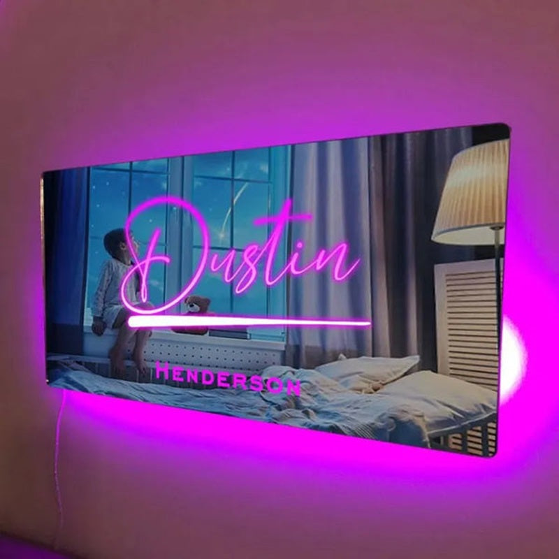 Custom Name LED Neon Sign Mirror Light  Name Mirror   