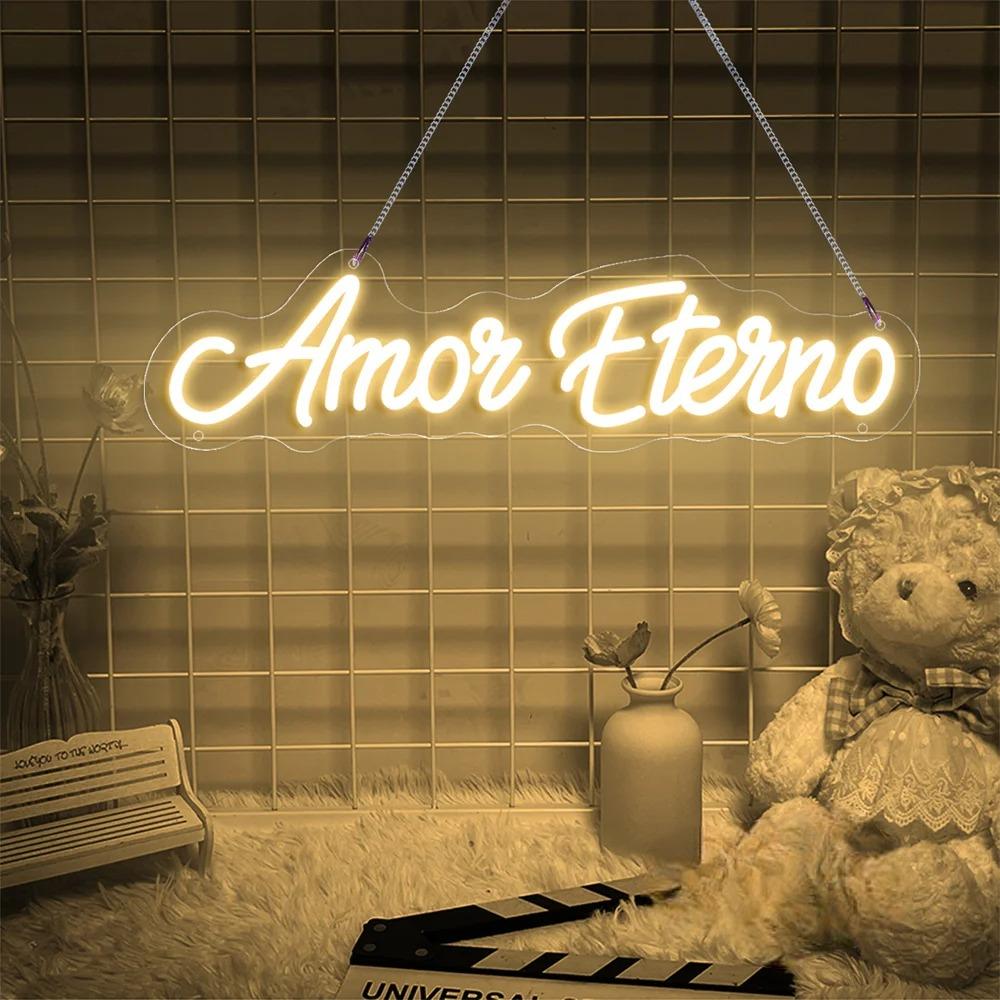 LA VIDA ES AHORA Luminous Neon LED Sign  Personalized Mirror Amor Eterno  